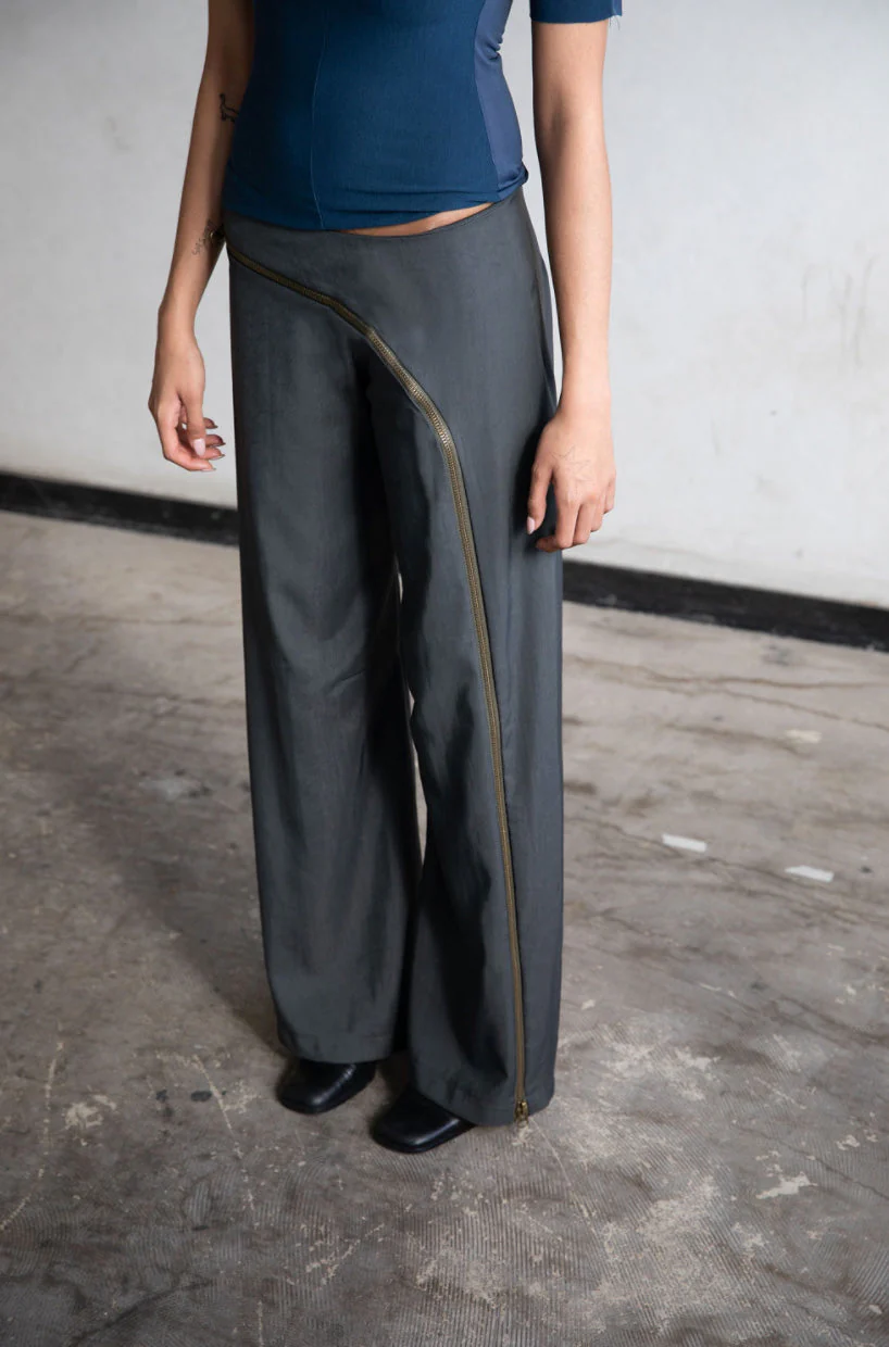 Zip Through Trousers - Grey - Image 6