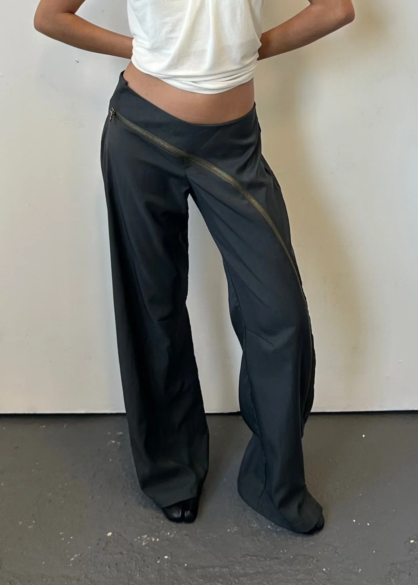 Zip Through Trousers - Grey - Image 8
